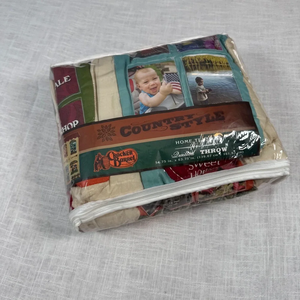 NWT Cracker Barrel Country Quilted Throw Photo Album Blanket Love Begins at Home